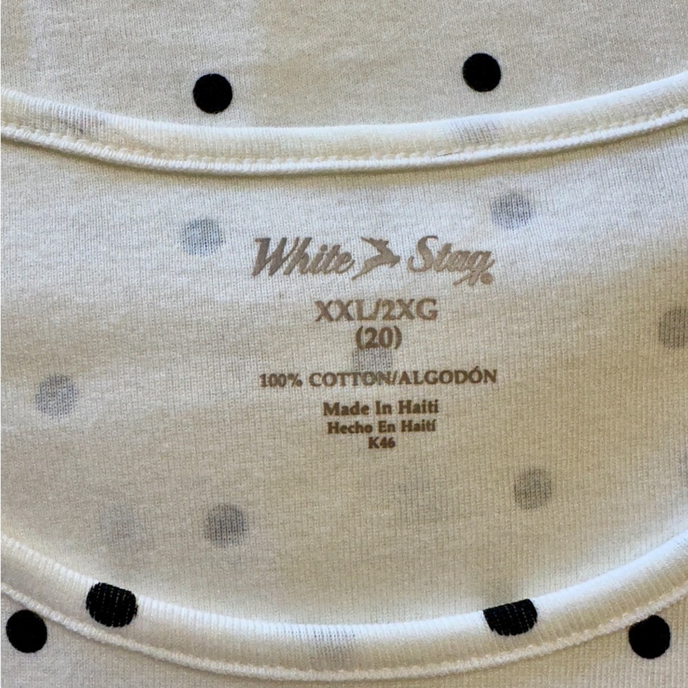 WHITE STAG, SHORT SLEEVE TOP. WHITE WITH BLACK POLKA DOTS. SIZE XXL/20 - Picture 4 of 4